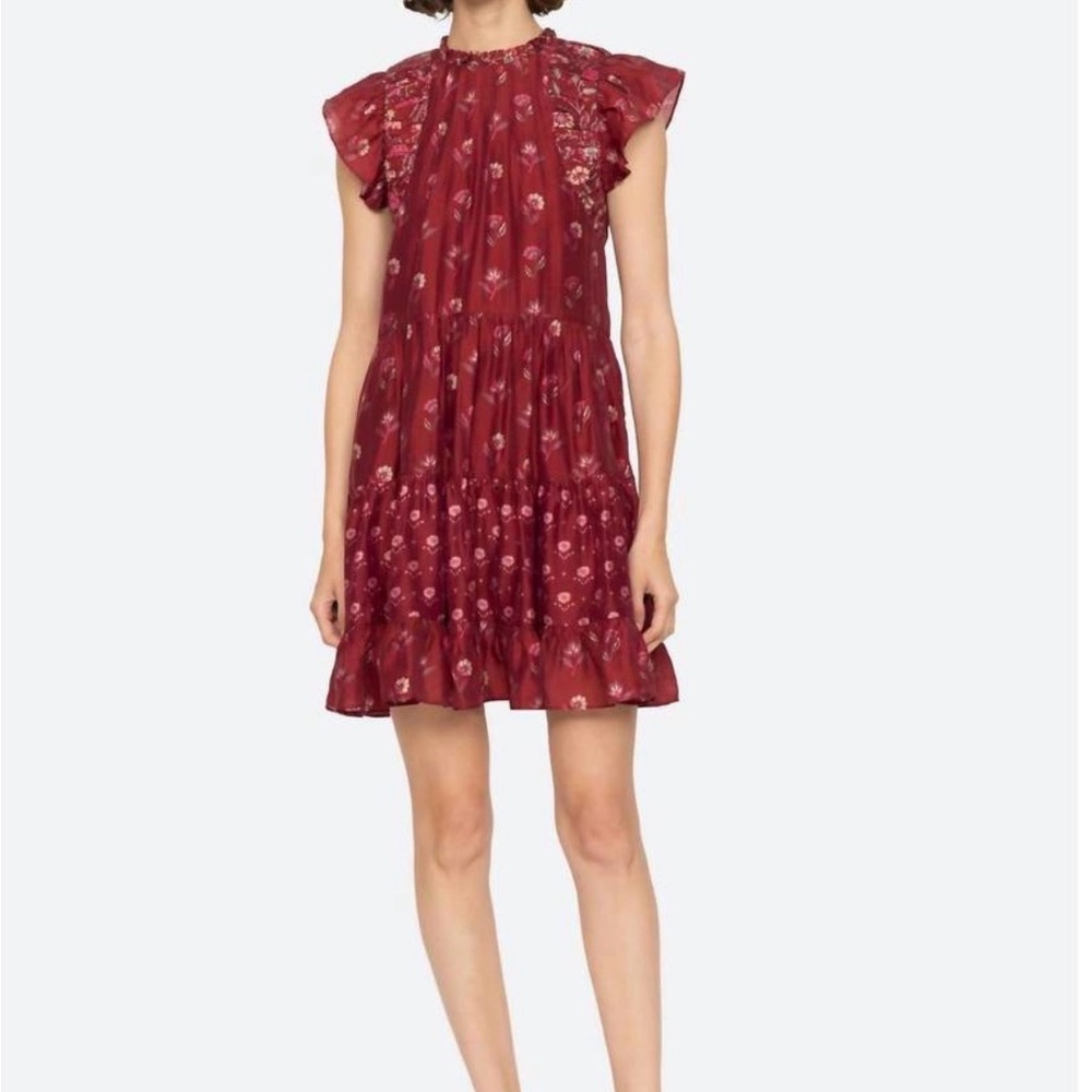 NEW SEA famke flutter sleeve tunic dres in magenta
